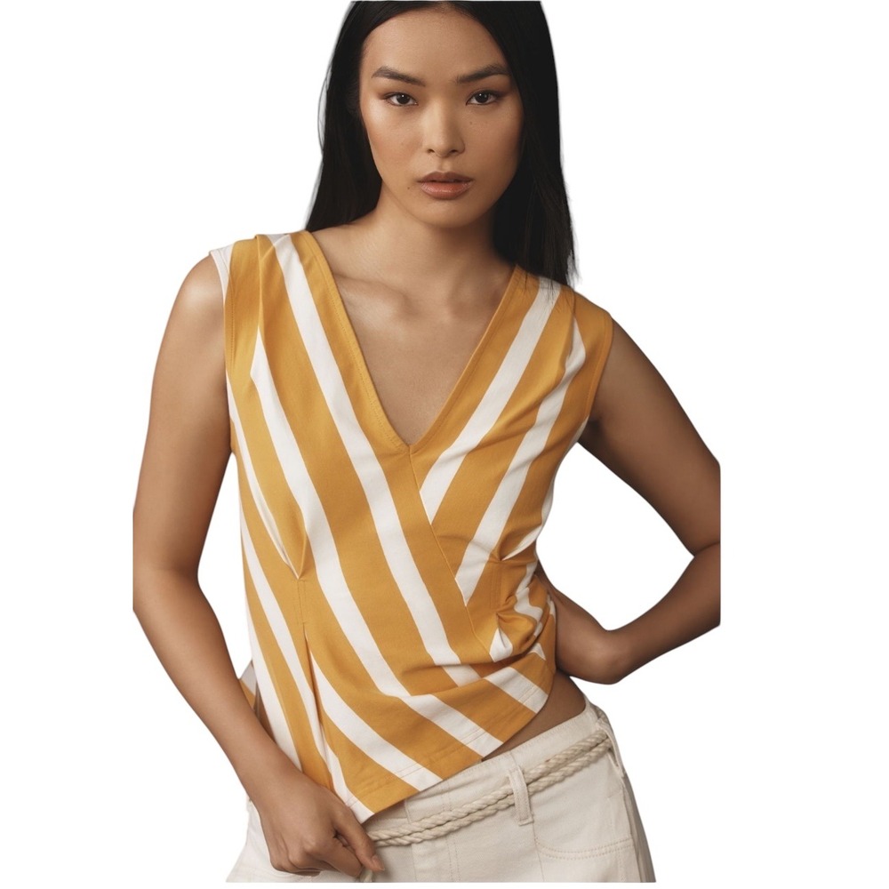 Anthropologie Maeve yellow and cream striped sleeveless corset. Size small. NWOT